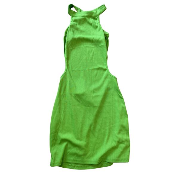 Micas Green Cross Backless Mock Neck Tank Mini Dress Stretch Casual Vacation S - Picture 2 of 7